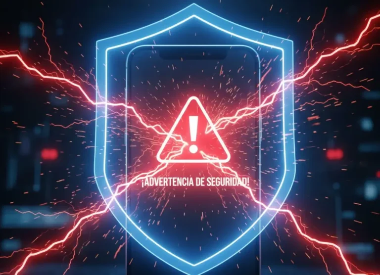 Pantalla de advertencia de baneo y escudo de seguridad protegiendo datos